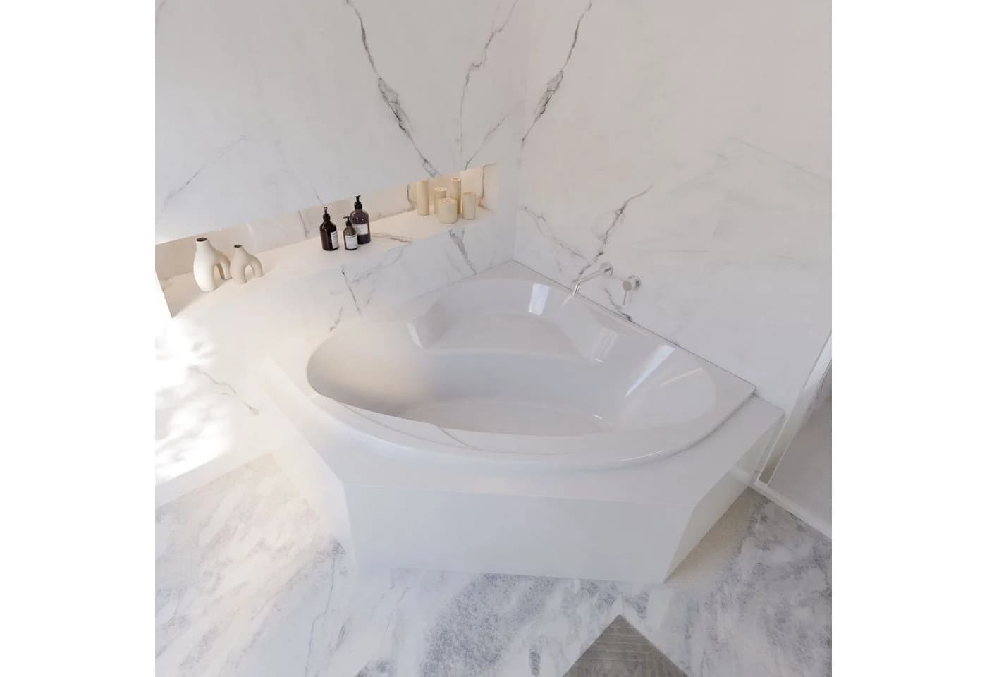 Moderne Eckbadewanne aus Sanitäracryl in Weiß - Bild 3