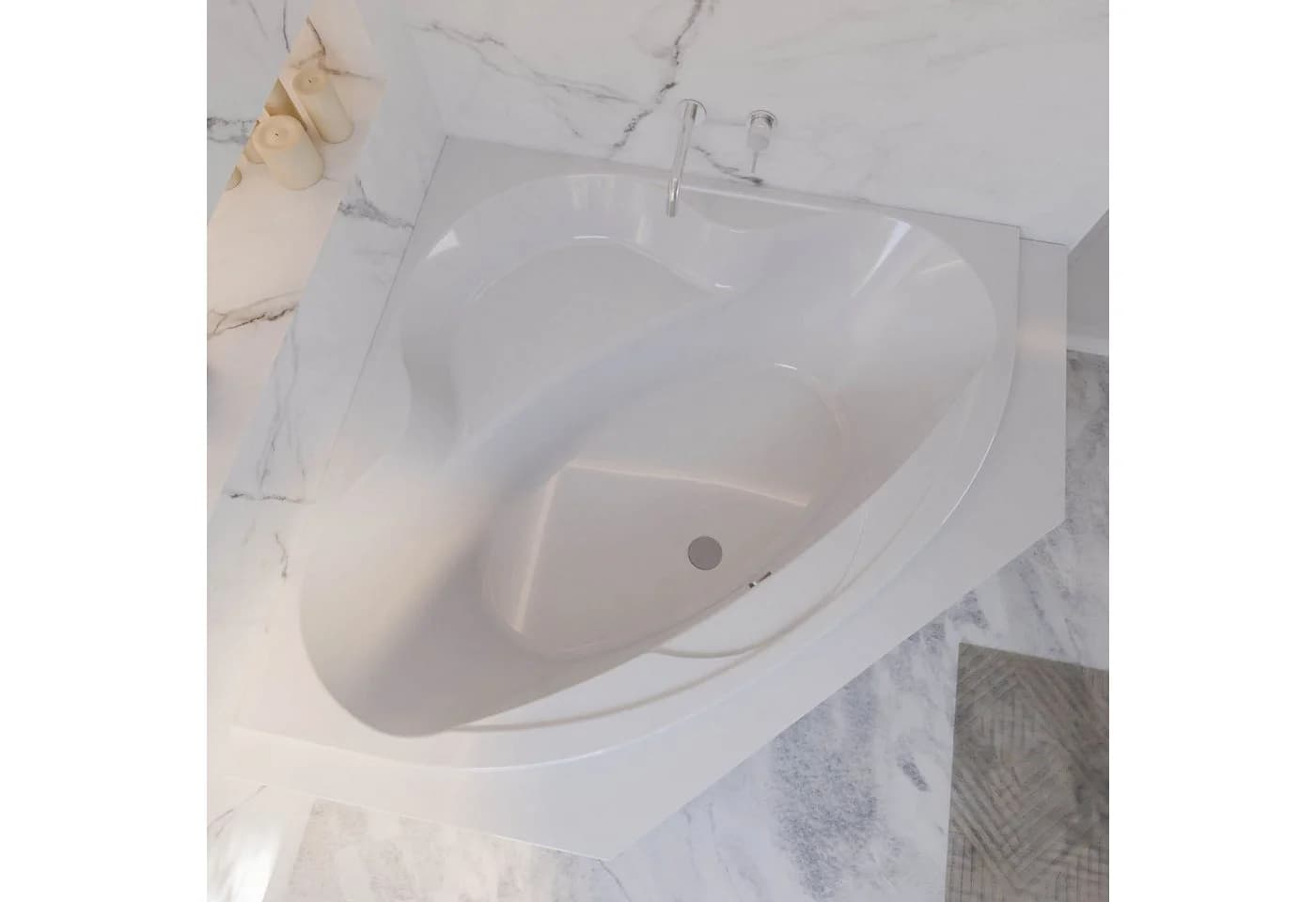 Moderne Eckbadewanne aus Sanitäracryl in Weiß - Bild 4