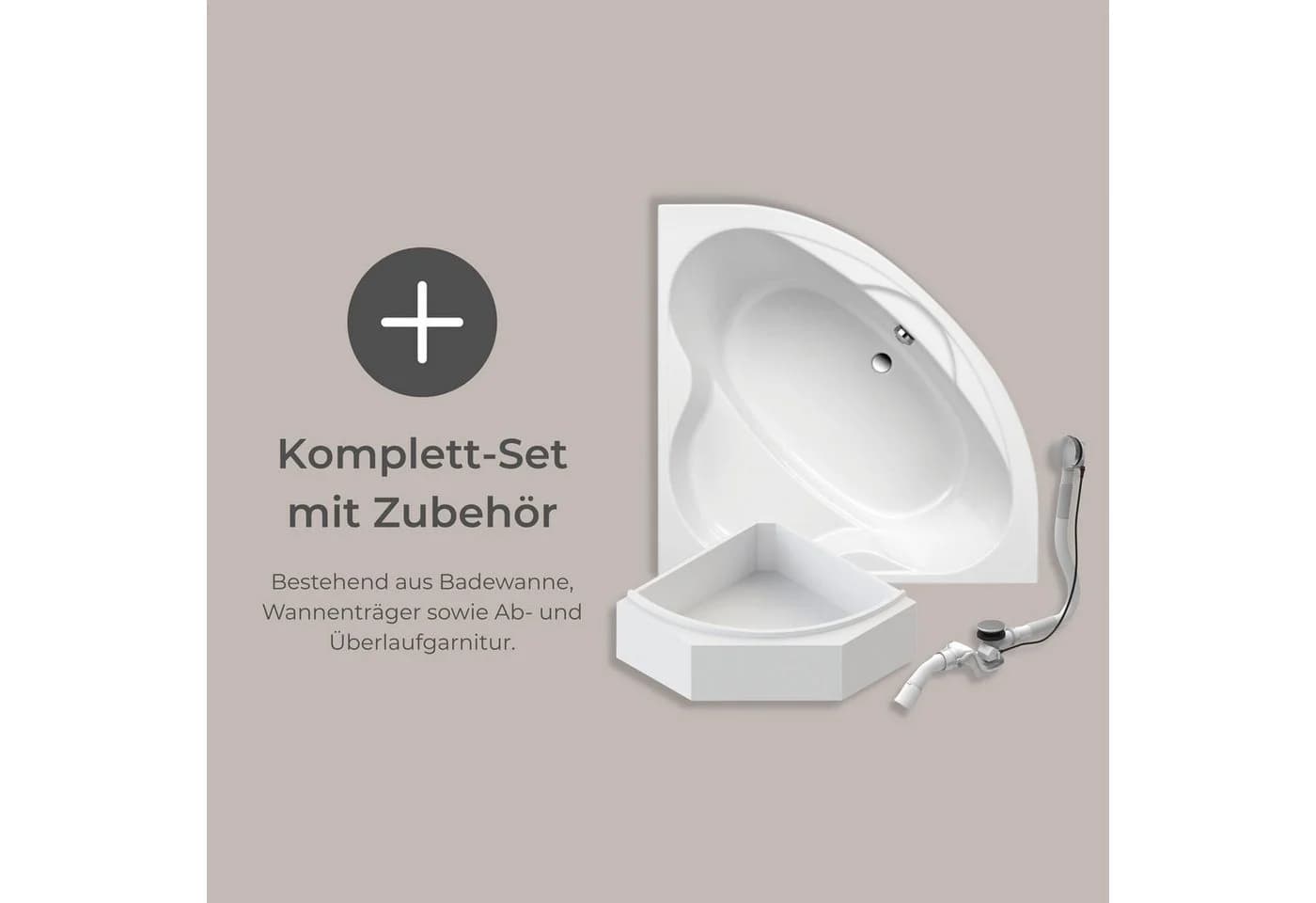 Moderne Eckbadewanne aus Sanitäracryl in Weiß - Bild 5