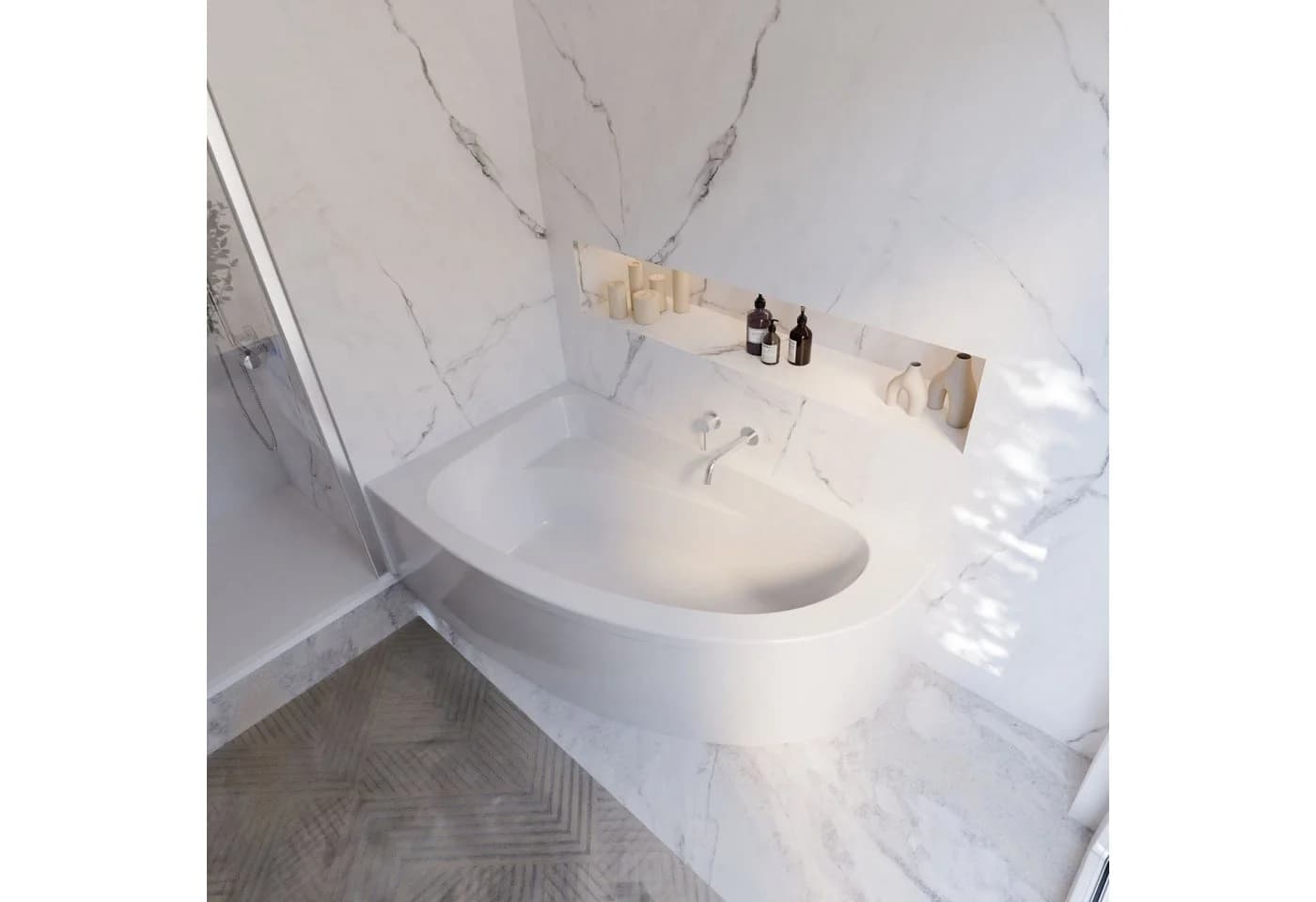 Schulte Badewanne Baia asymmetrisch Sanitäracryl Weiß - Bild 3
