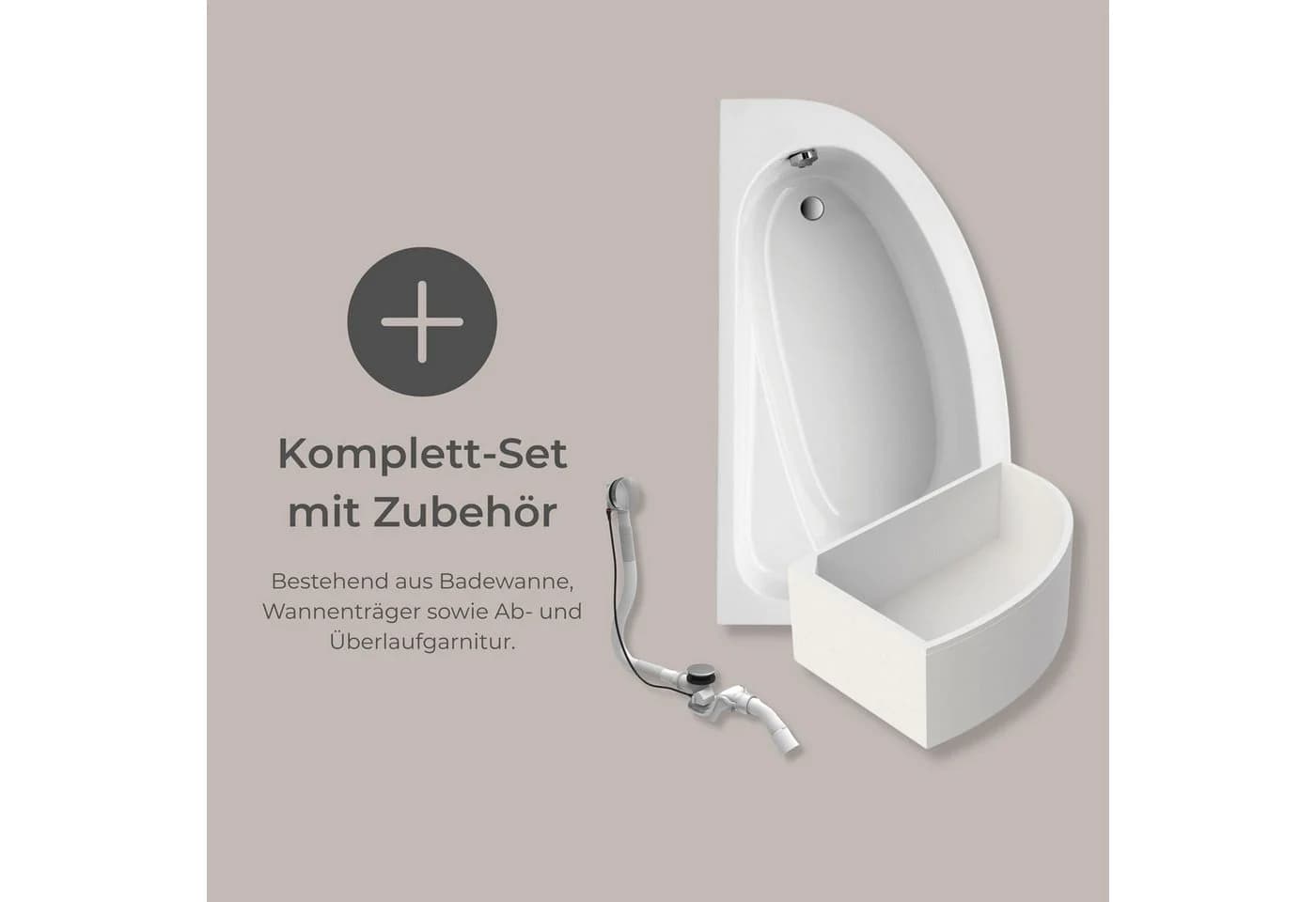 Schulte Badewanne Baia asymmetrisch Sanitäracryl Weiß - Bild 5