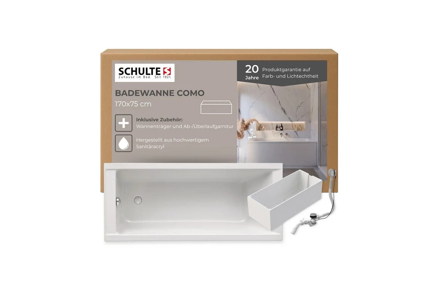 Schulte Badewanne Como Körperform Sanitäracryl Weiß - Bild 2
