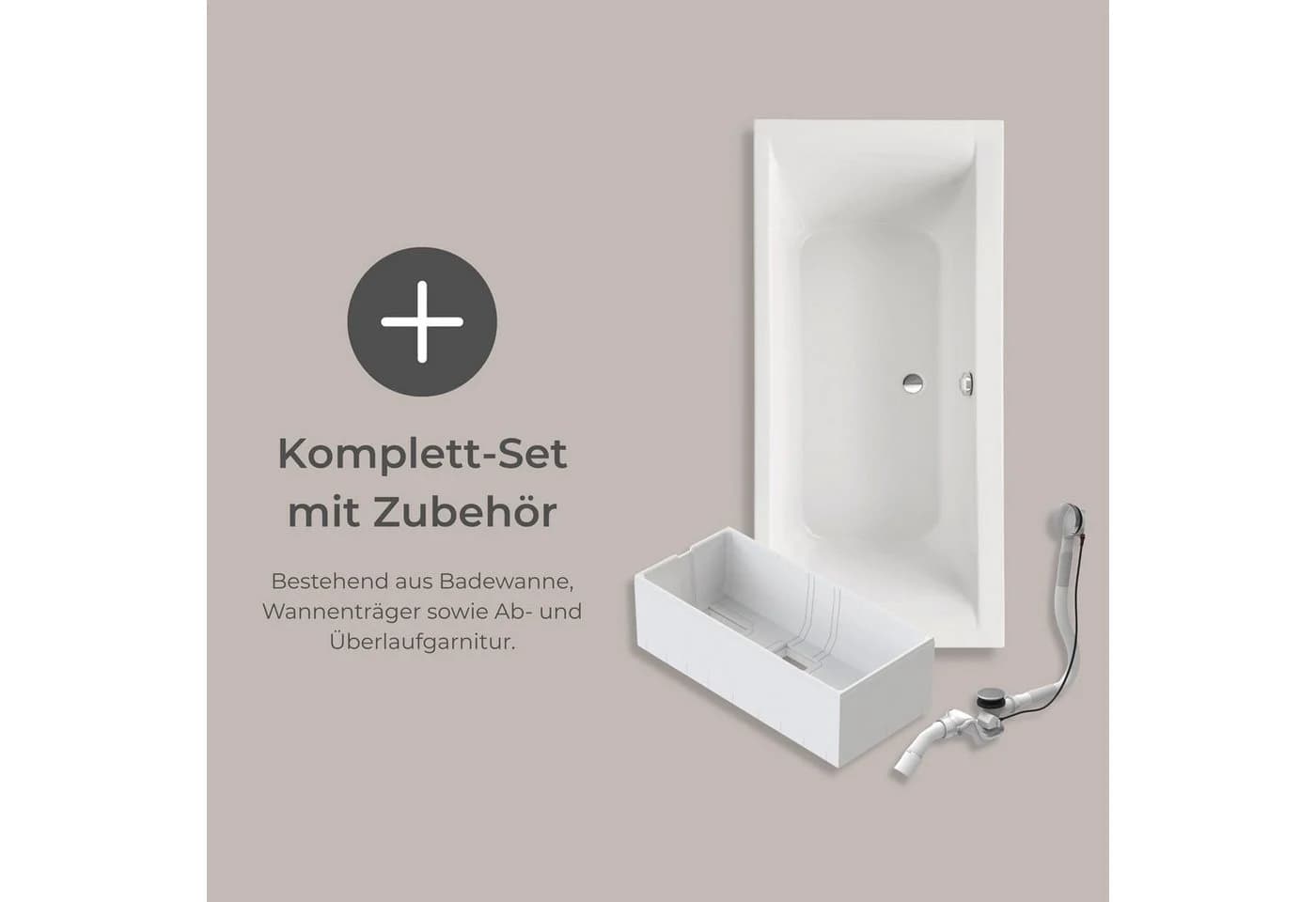 Schulte Badewanne Onda Körperform Sanitäracryl Weiß Komplett-Set - Bild 5