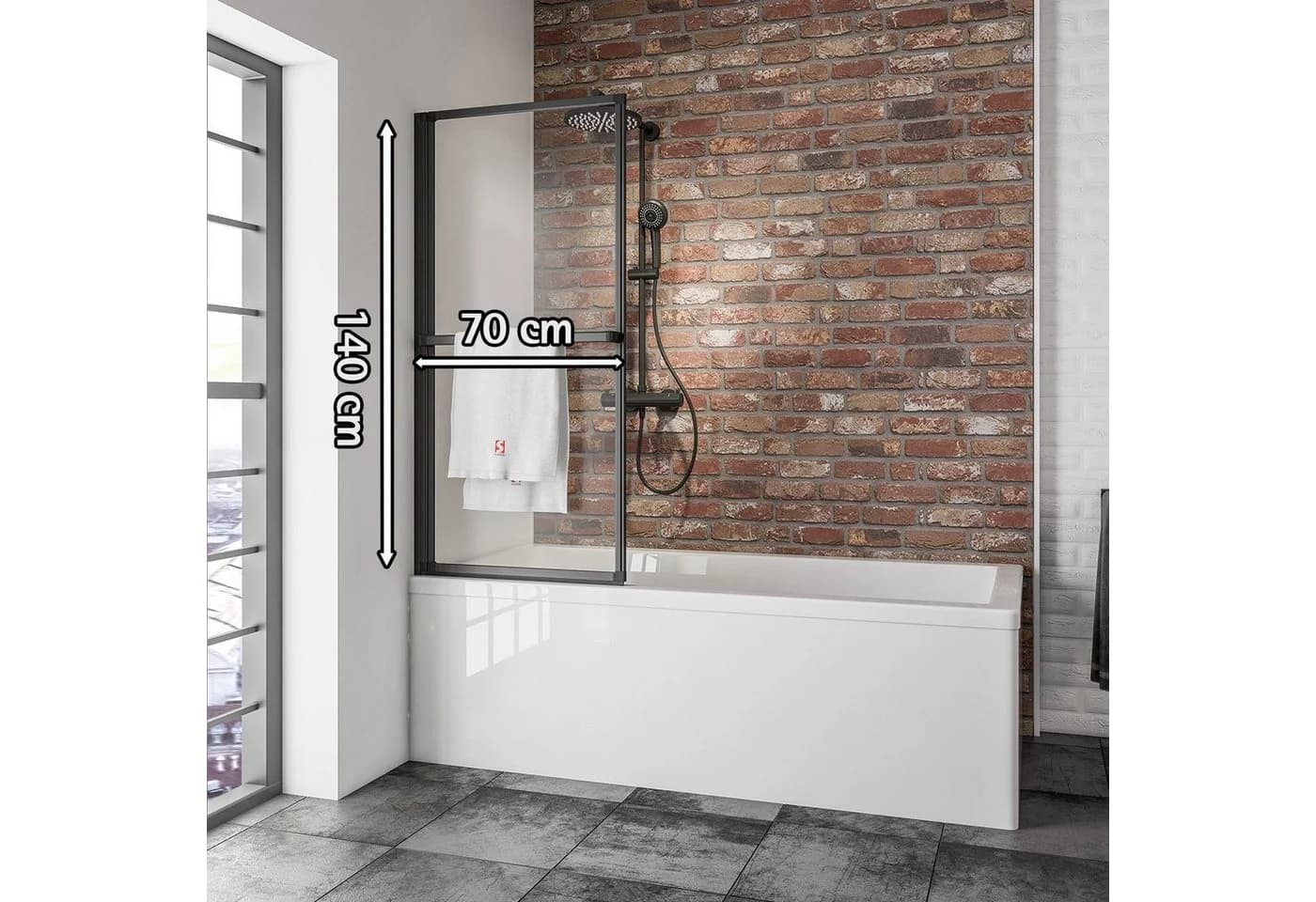Schulte Badewannenfaltwand Black Style Sicherheitsglas Schwarz