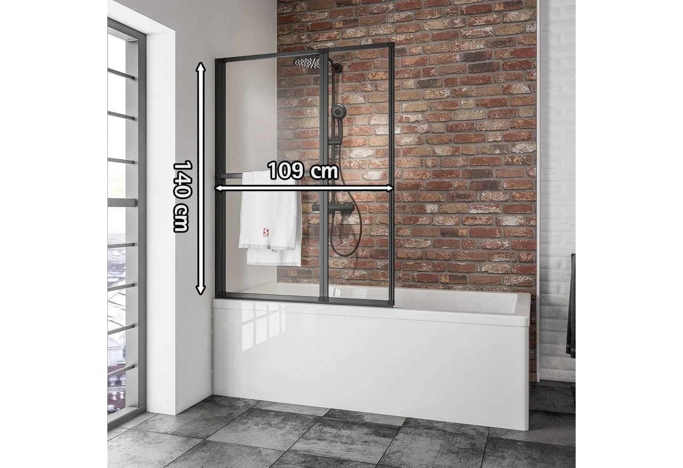 Schulte Badewannenfaltwand Black Style 2-tlg. Schwarz Glas