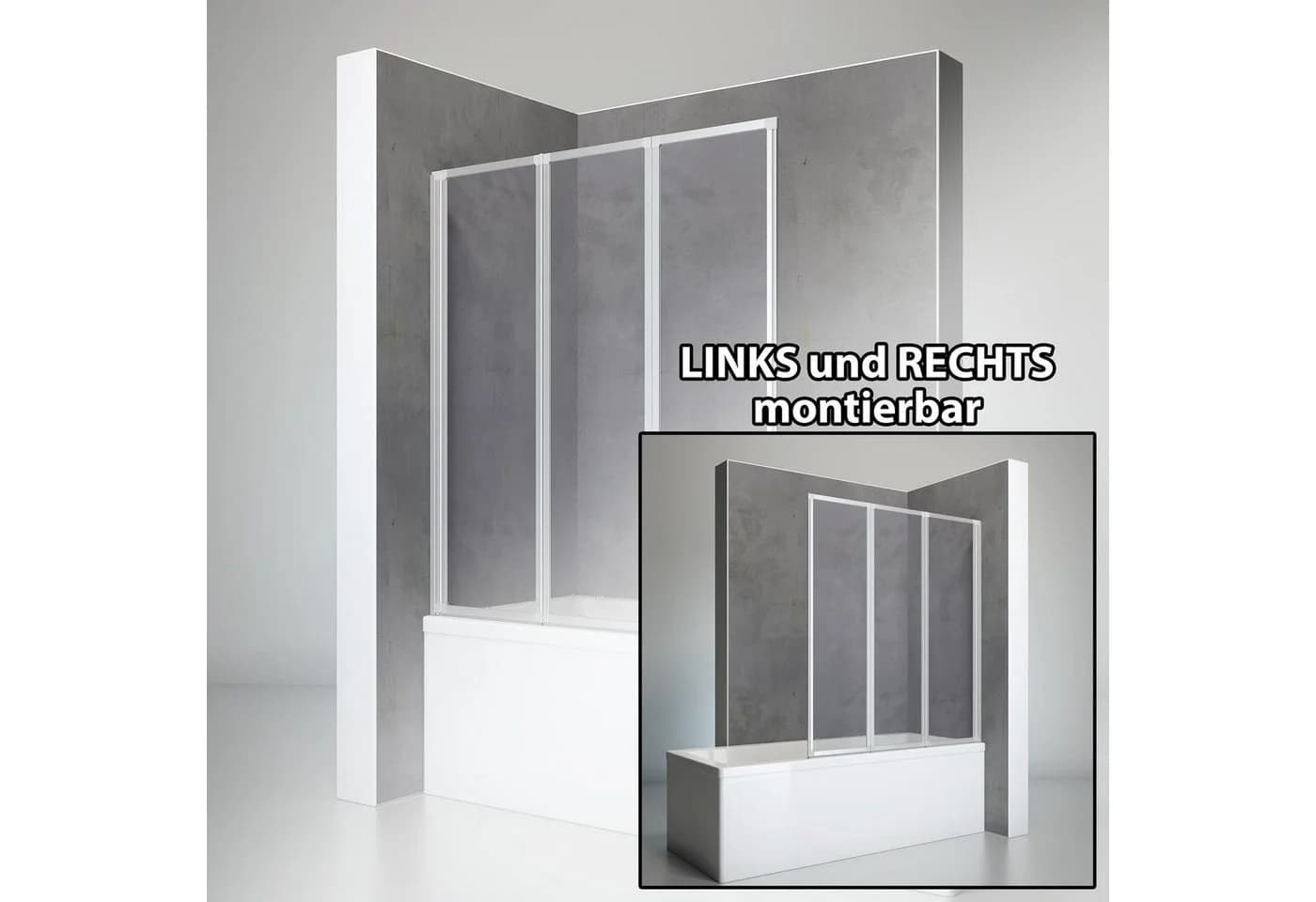 Schulte Badewannenfaltwand Well Kunstglas Tropfen-Dekor - Bild 3