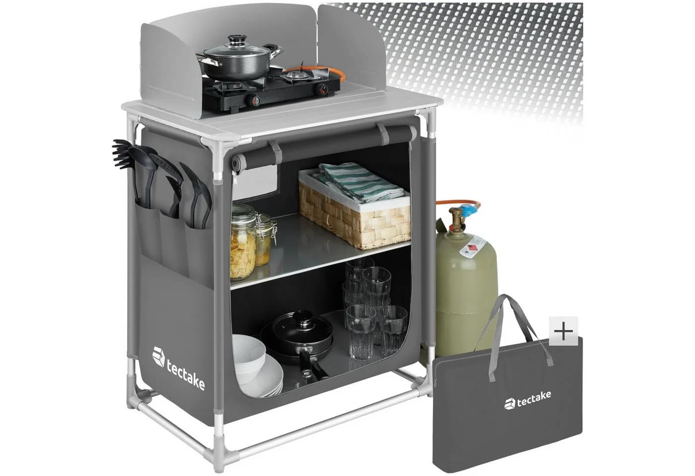 TECTAKE Campingküche Premium mit Aluminiumgestell und 2 Fächern - Bild 3