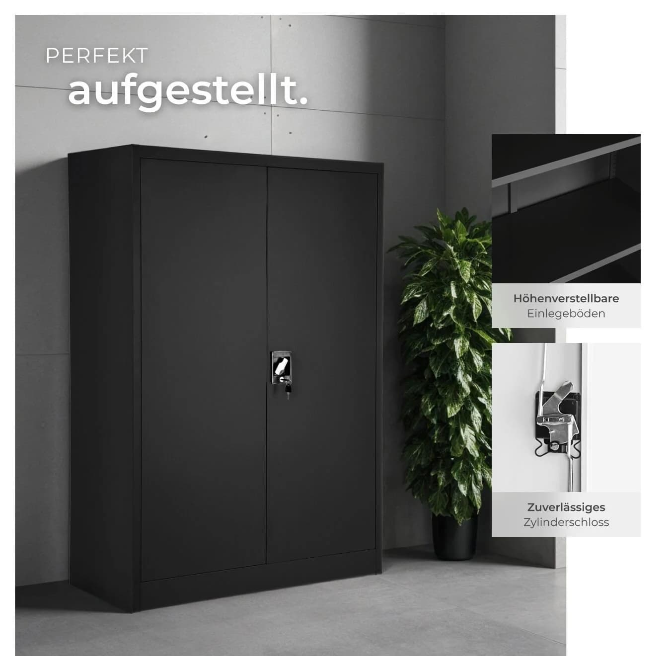 tectake Aktenschrank Büroschrank 140x90x40cm mit 4 Böden - Bild 5