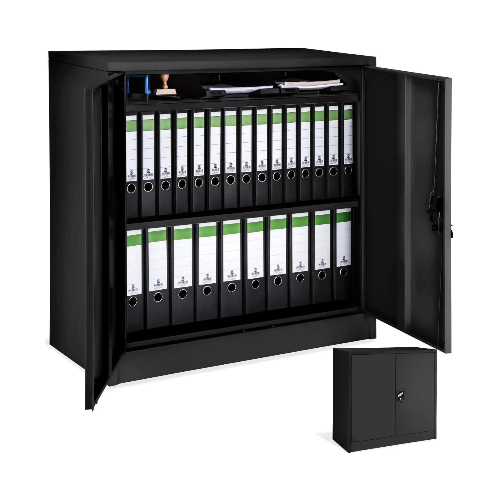 tectake Aktenschrank Stahl 2 Böden Abschließend