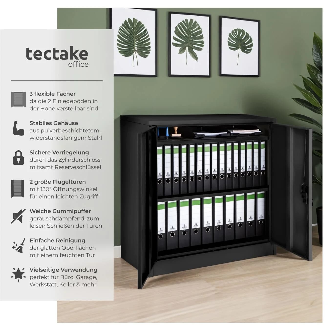 tectake Aktenschrank Stahl 2 Böden Abschließend - Bild 2