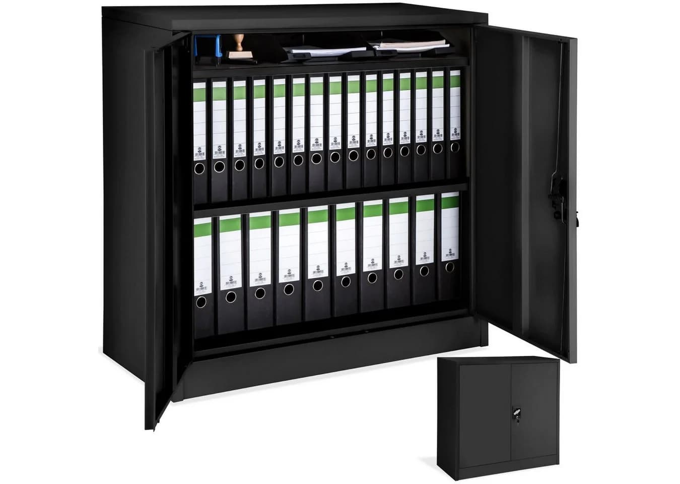 tectake Aktenschrank Stahl 2 Böden Abschließend - Bild 3