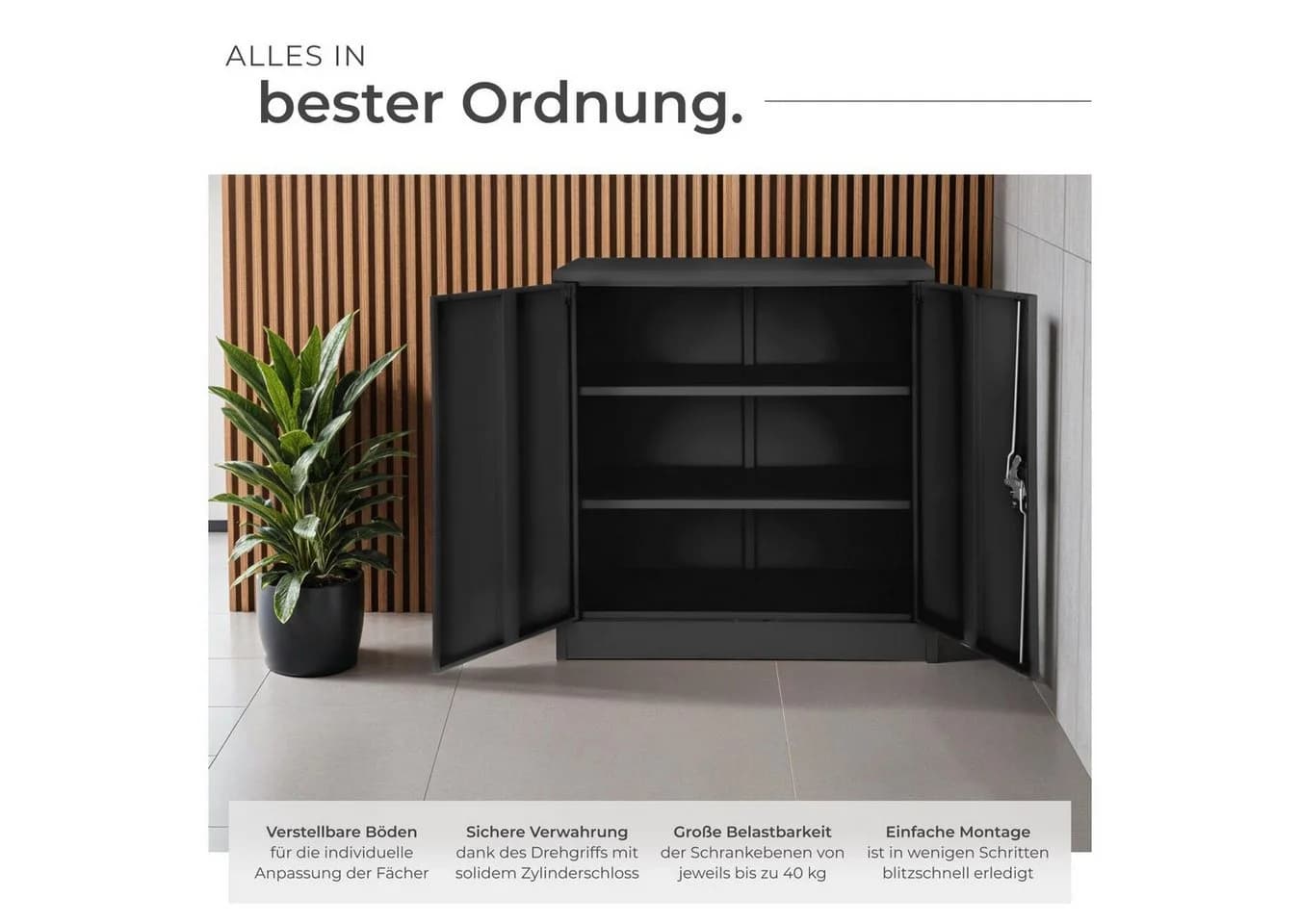 tectake Aktenschrank Stahl 2 Böden Abschließend - Bild 4