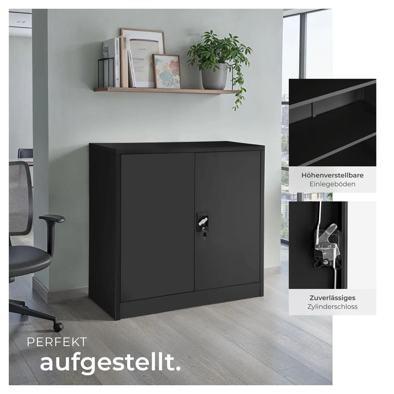 tectake Aktenschrank Stahl 2 Böden Abschließend - Bild 5