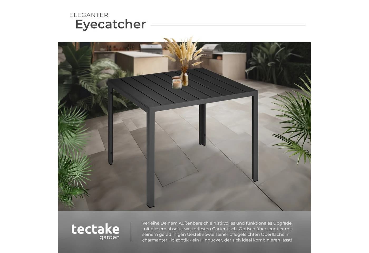 tectake Aluminium Gartentisch Holzoptik Modern - Bild 5