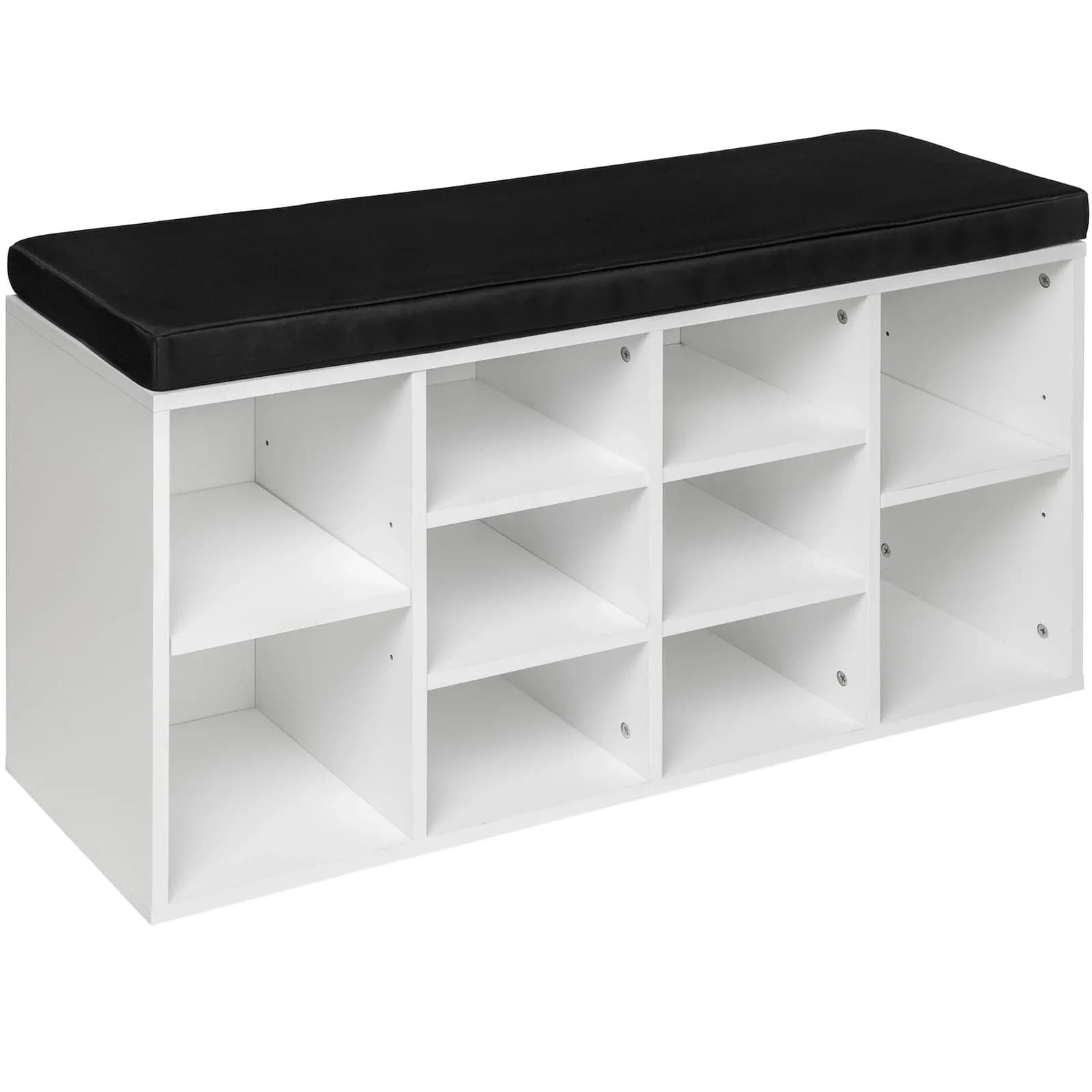 tectake Schuhschrank mit Sitzpolster Schwarz/Weiß