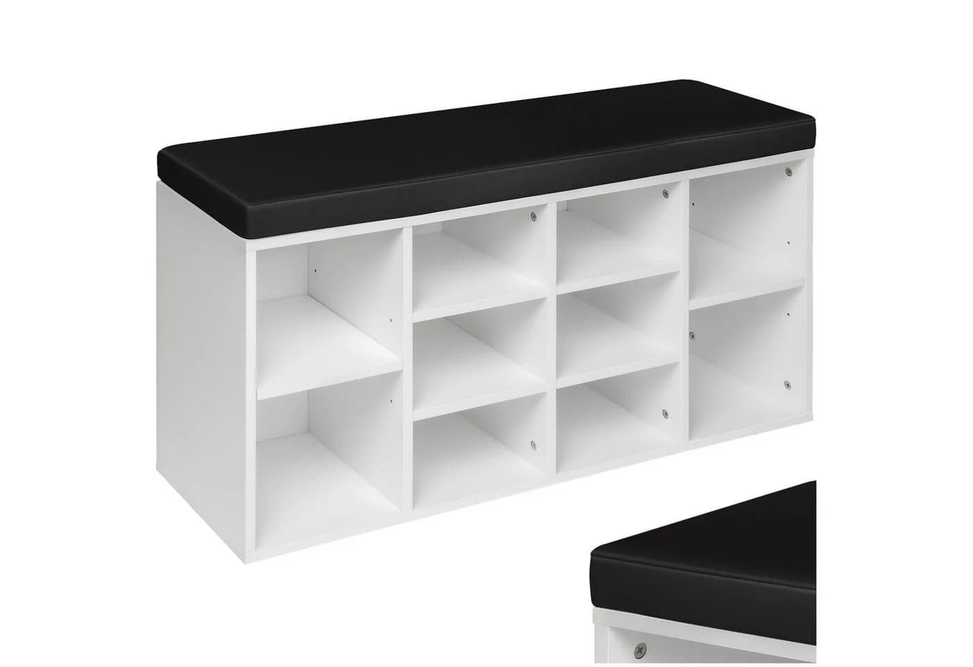 tectake Schuhschrank mit Sitzpolster Schwarz/Weiß - Bild 3
