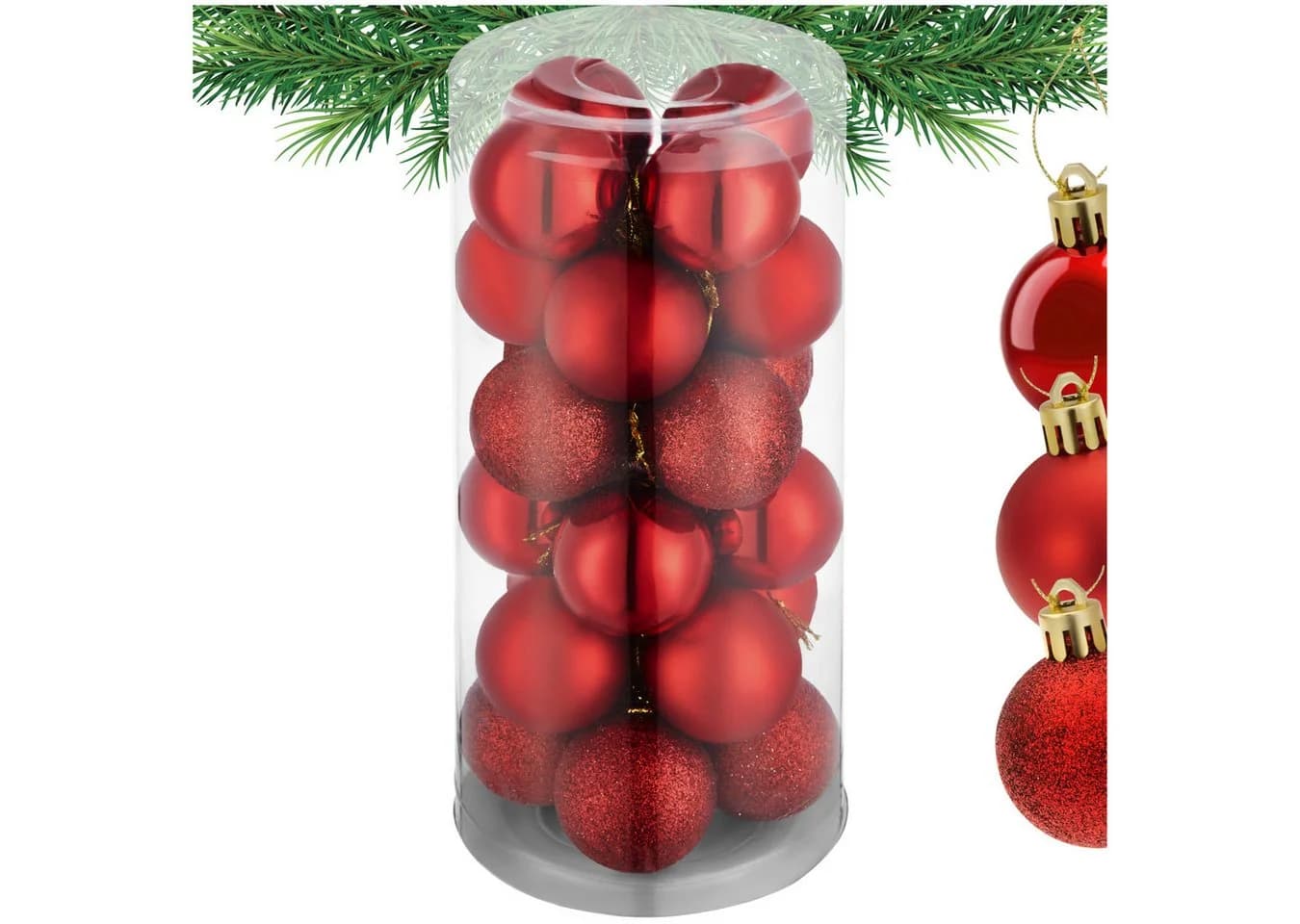 tectake Weihnachtskugeln 24er-Set Rot - Bild 2