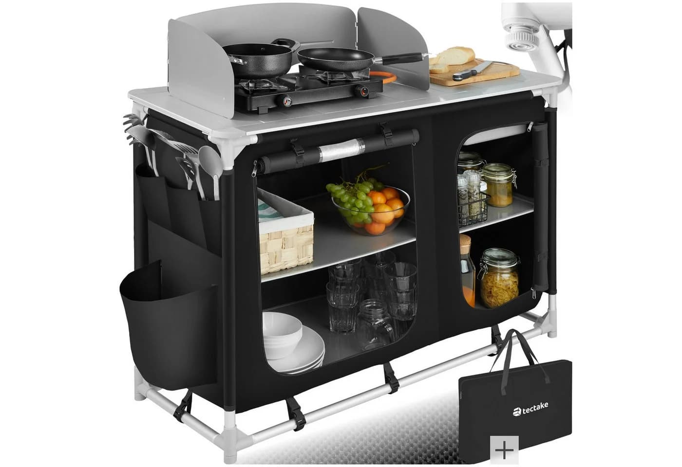tectake Campingküche Luxus mit Aluminiumgestell und 4 Fächern - Bild 3