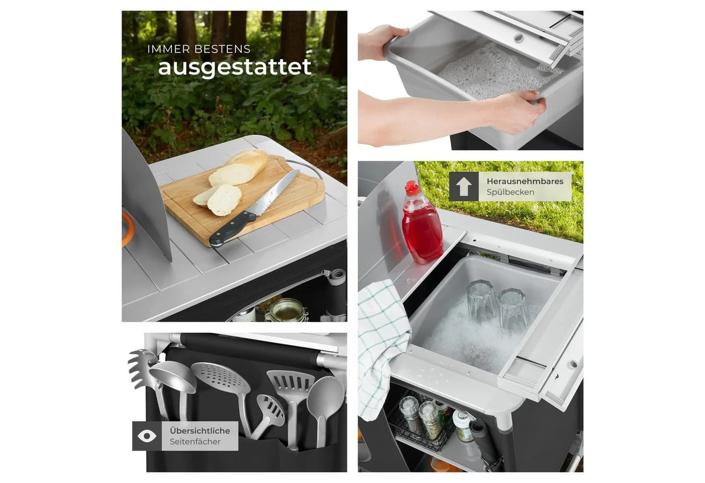 tectake Campingküche Luxus mit Aluminiumgestell und 4 Fächern - Bild 5