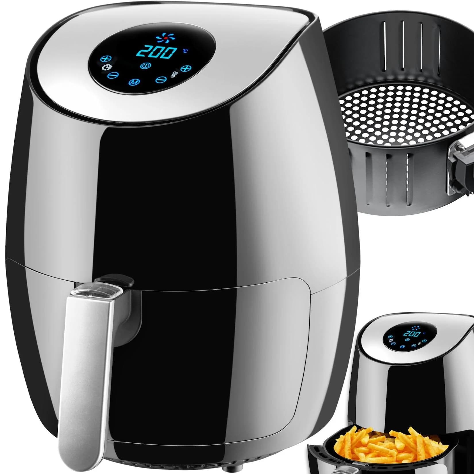 tectake® Heißluftfritteuse 3,6 l Timer und Temperatursteuerung SGS-Zertifikat inklusive Rezeptheft