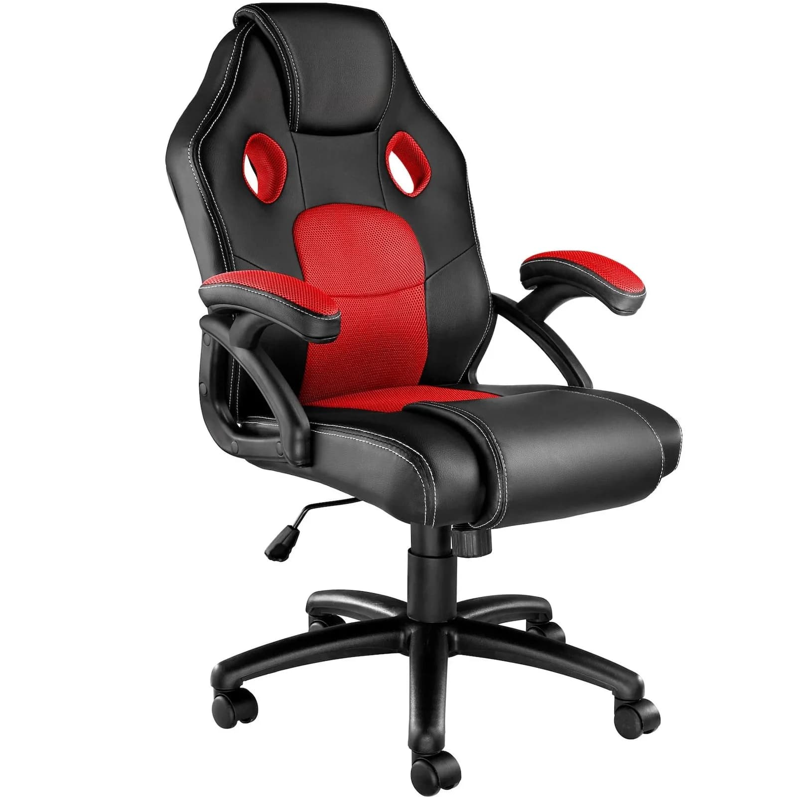 tectake Gaming-Stuhl Bürostuhl Schwarz/Rot mit Mesh-Einsätzen