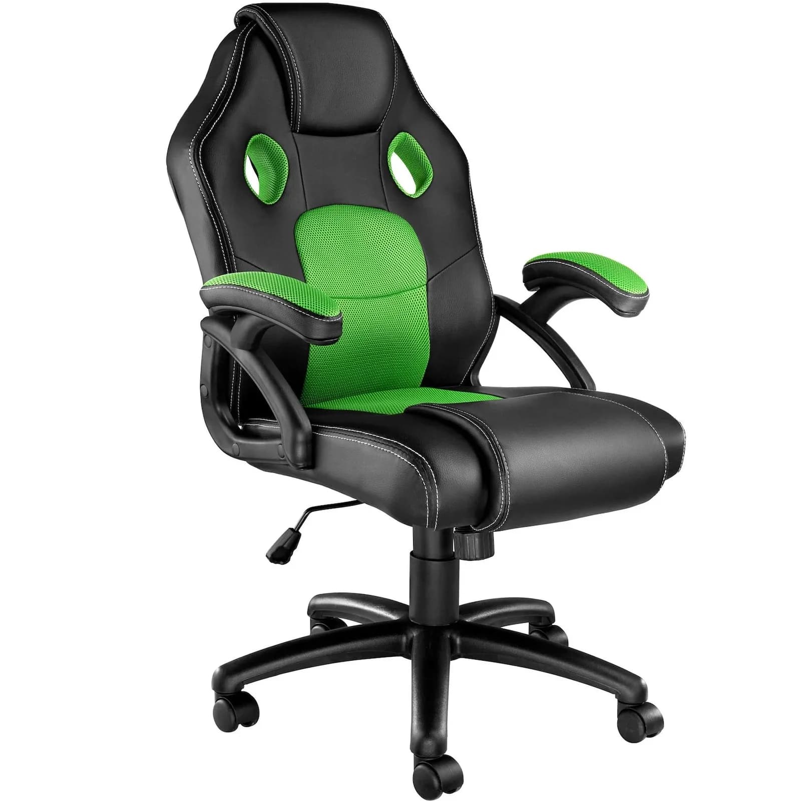 tectake Gaming-Stuhl Bürostuhl Schwarz/Grün mit Mesh-Einsätzen