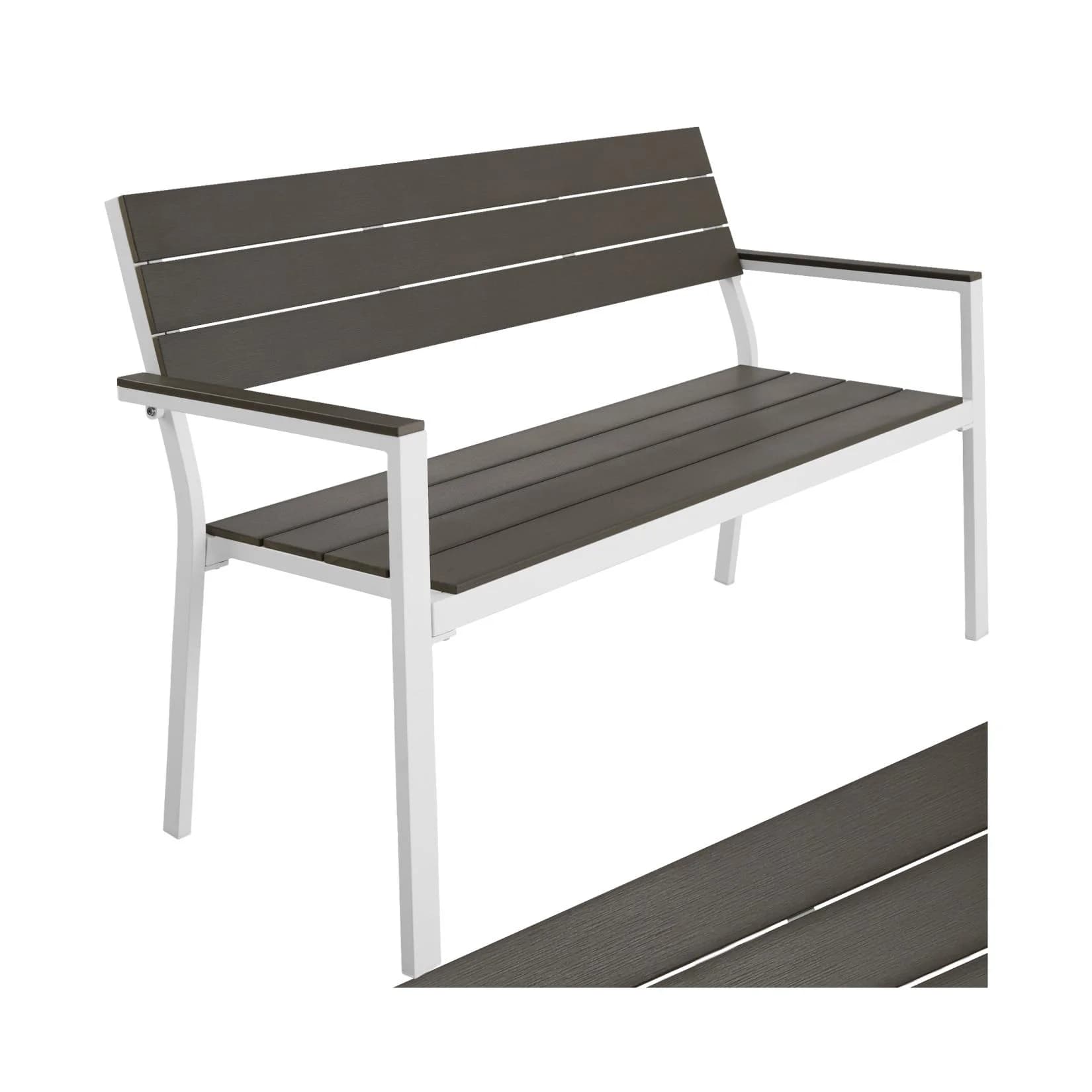 tectake Aluminium Gartenbank 2-Sitzer Holzoptik