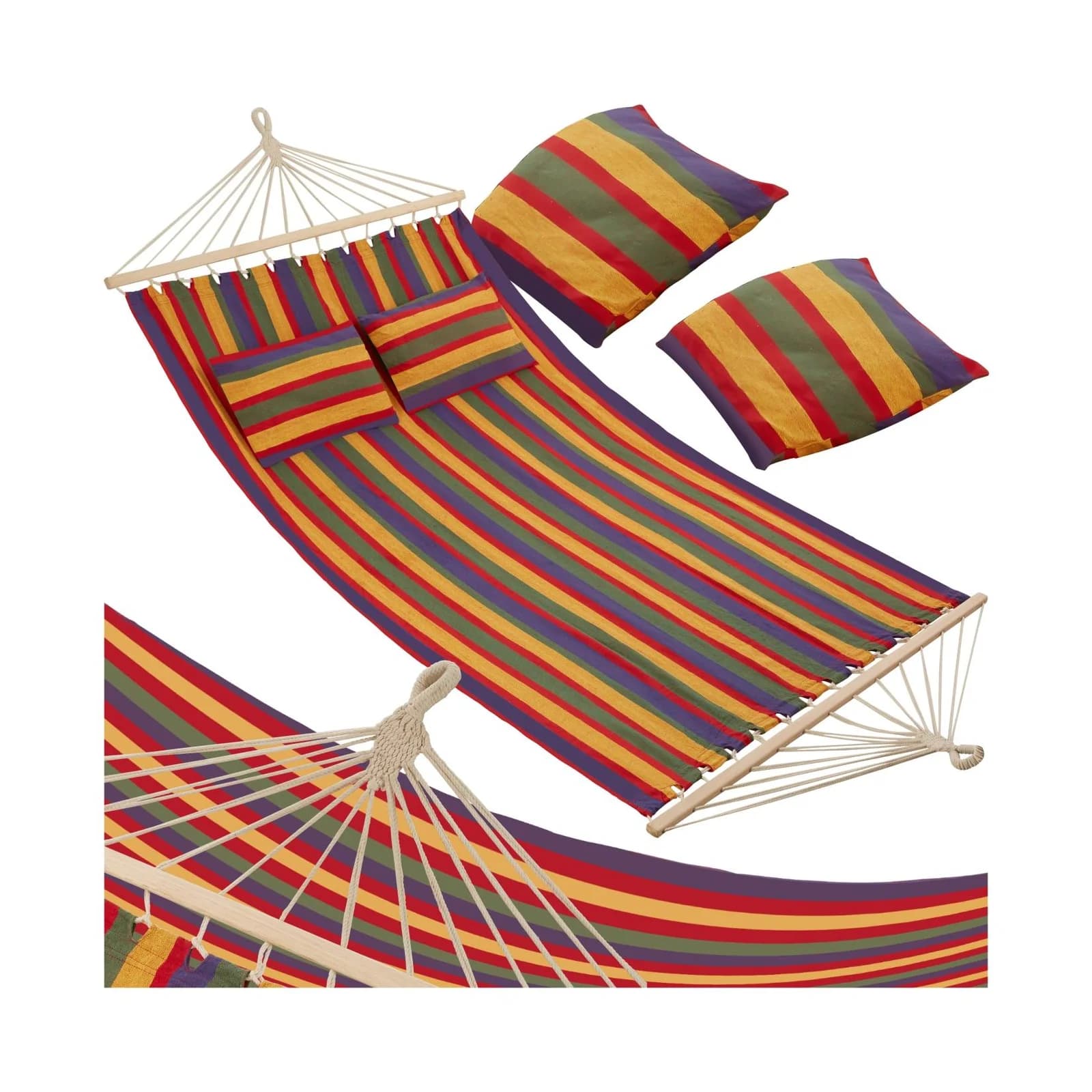 tectake Hängematte Hammock Eden Bunt mit Spreizstäben für 2 Personen