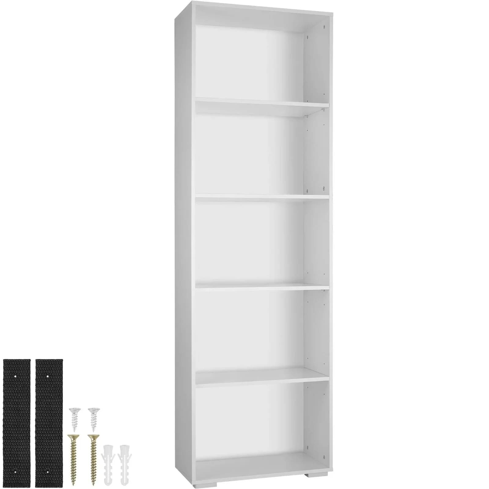 tectake Bücherregal Lexi Weiß Holzregal mit Kippschutz