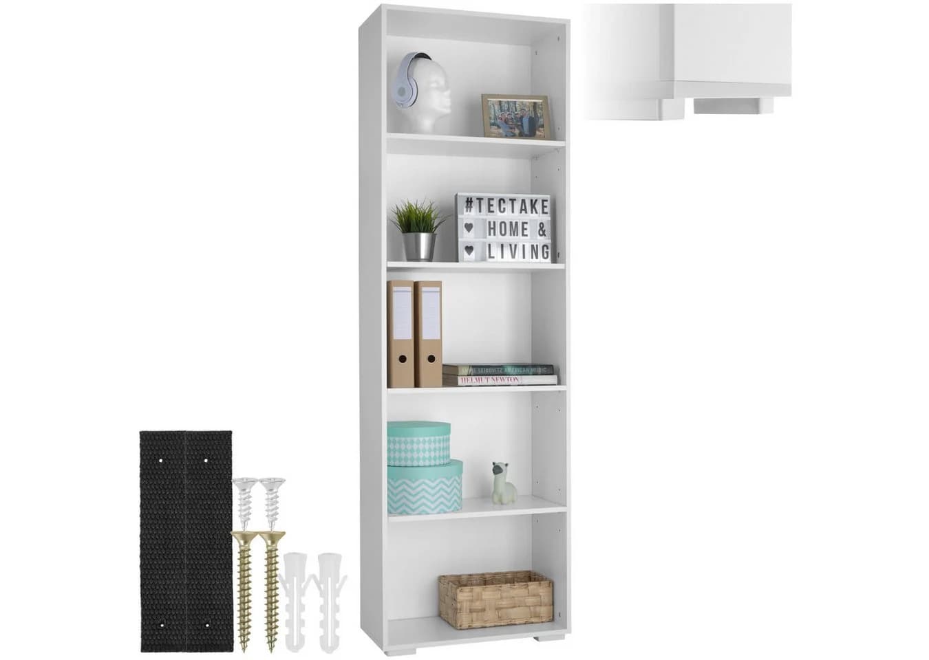 tectake Bücherregal Lexi Weiß Holzregal mit Kippschutz - Bild 3