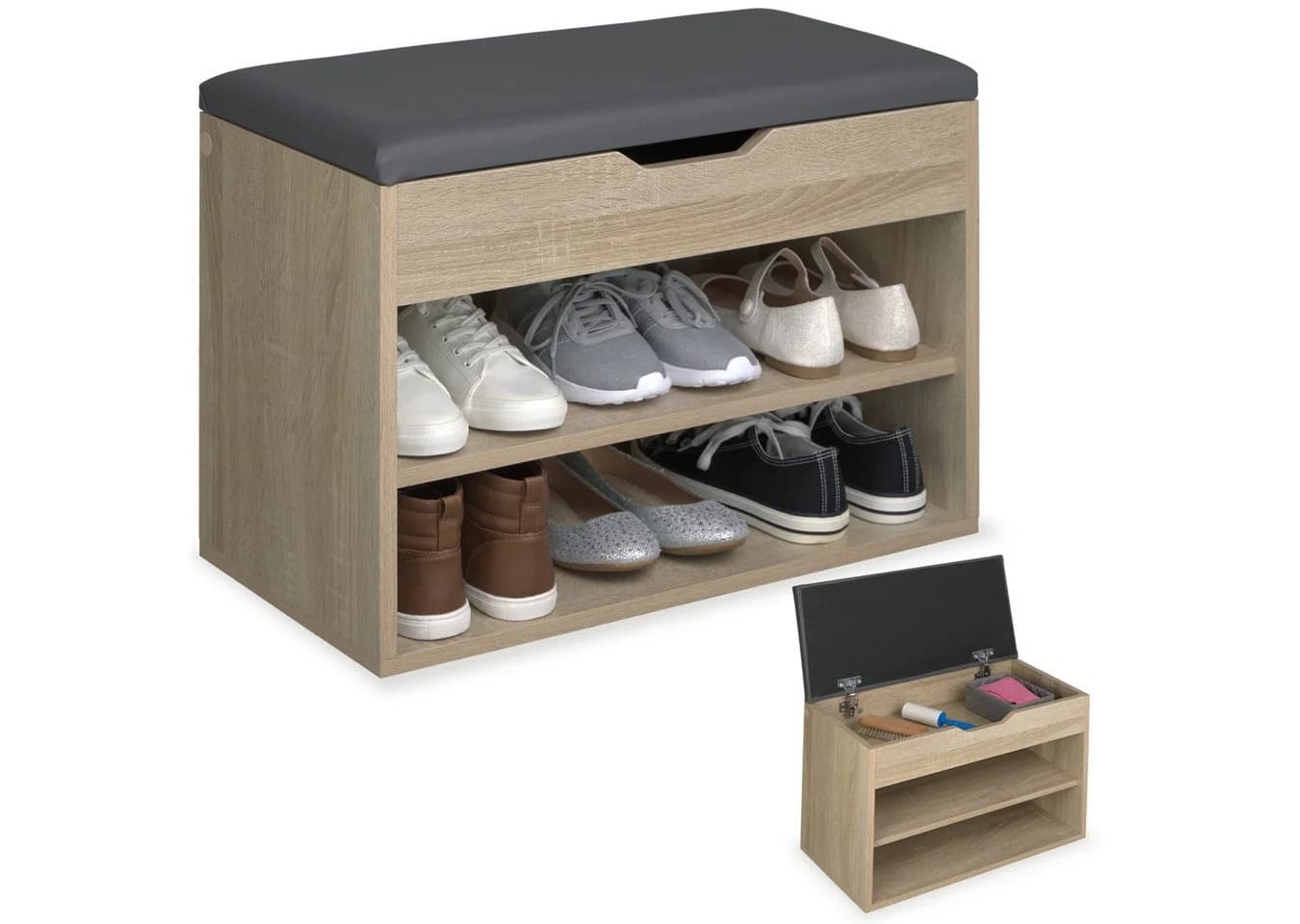 tectake Schuhschrank Schuhbank Jasmina mit Sitzpolster für 6 Paar Schuhe - Bild 3
