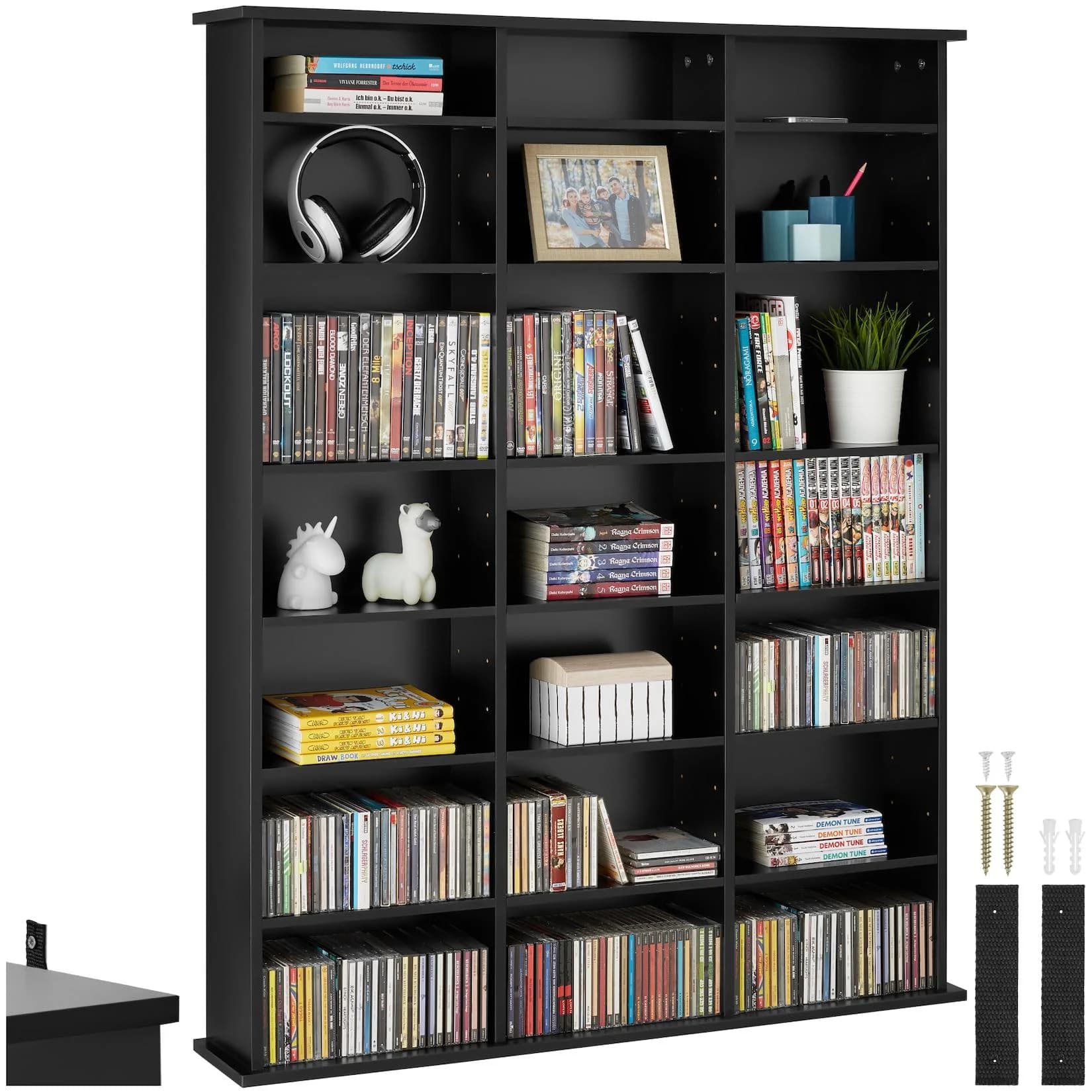 TecTake CD DVD Regal Holzoptik Höhenverstellbar