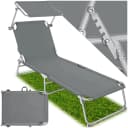 tectake Gartenliege Grau mit Sonnendach & Verstellbarer Lehne Bild 1