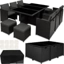 tectake Sitzgruppe New York 14-tlg. Schwarz Grau Beige Poly Rattan Bild 1