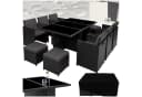tectake Sitzgruppe New York 14-tlg. Schwarz Grau Beige Poly Rattan Bild 3
