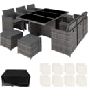 tectake Sitzgruppe New York 14-tlg. Grau/Beige Poly Rattan Bild 1