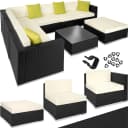 TECTAKE Loungeset Marbella 8-tlg. Schwarz mit Glasplatte & Kissen Bild 1