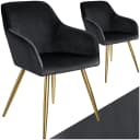 tectake Esszimmerstuhl Marilyn Samtoptik Schwarz/Gold 2er Set Bild 1
