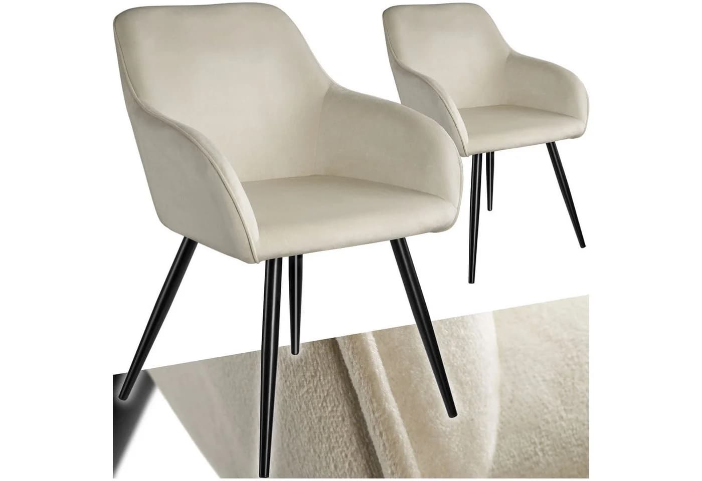 tectake Esszimmerstuhl Marilyn Samtoptik Schwarz (Set, 2 St) - Bild 3