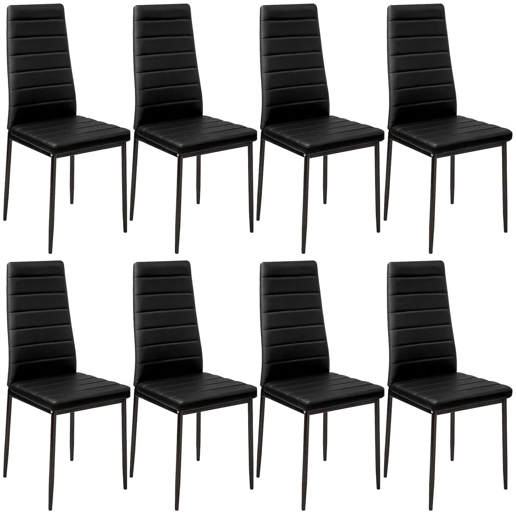 tectake Esszimmerstuhl Set 8-tlg. Schwarz Kunstleder Modern
