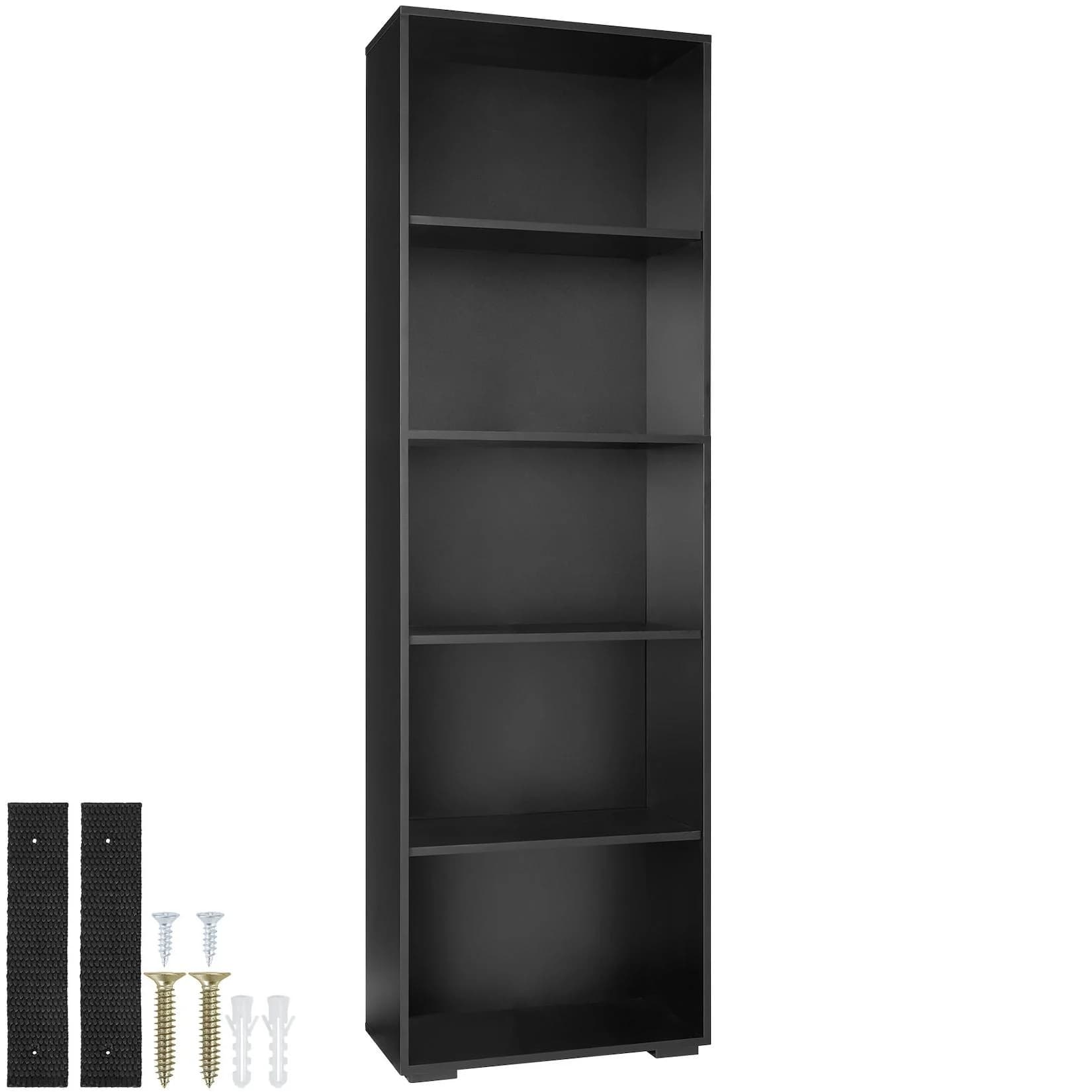 tectake Bücherregal Lexi Schwarz MDF 60x30x190 cm