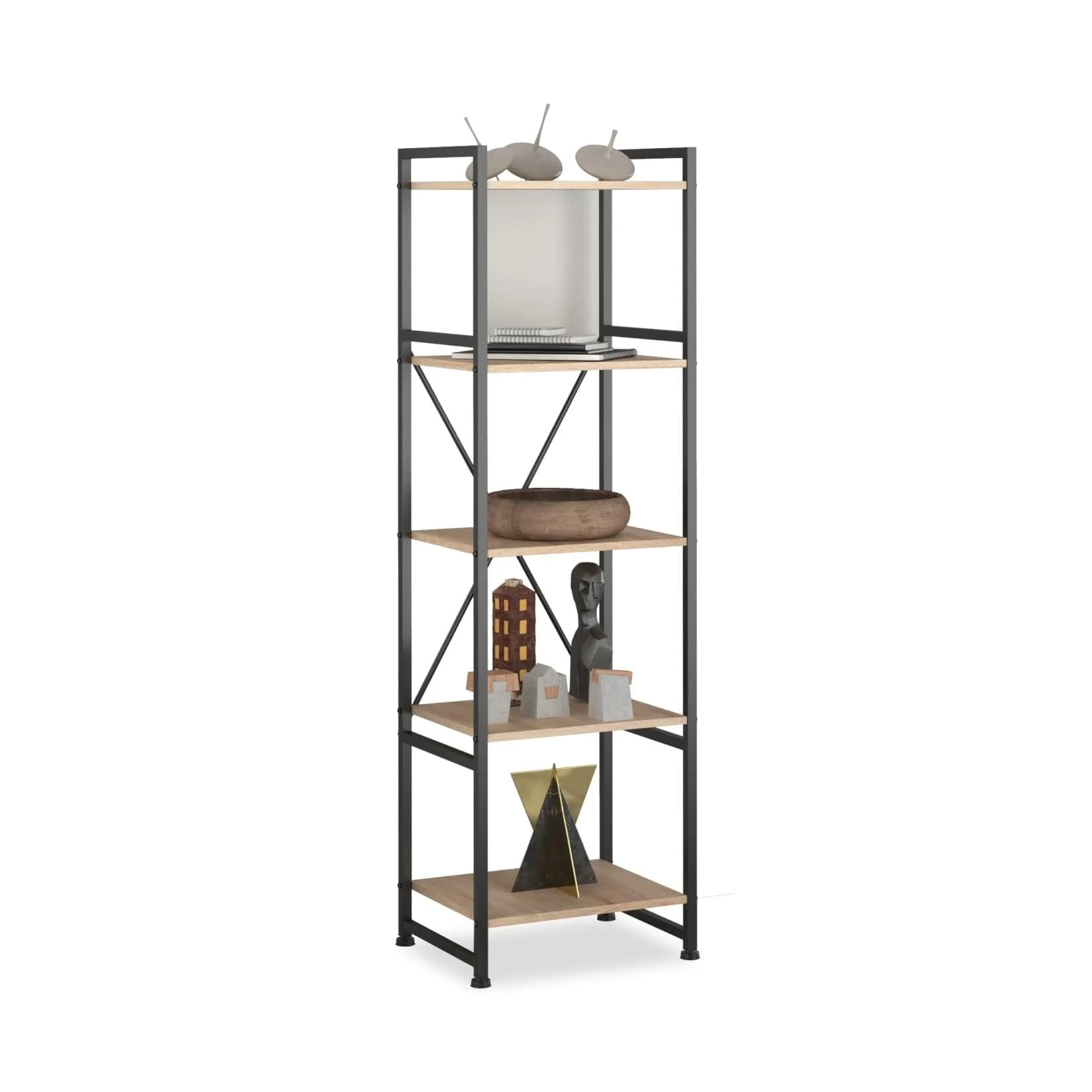 tectake Bücherregal Manchester Industrial Holz Stahl 5 Ebenen