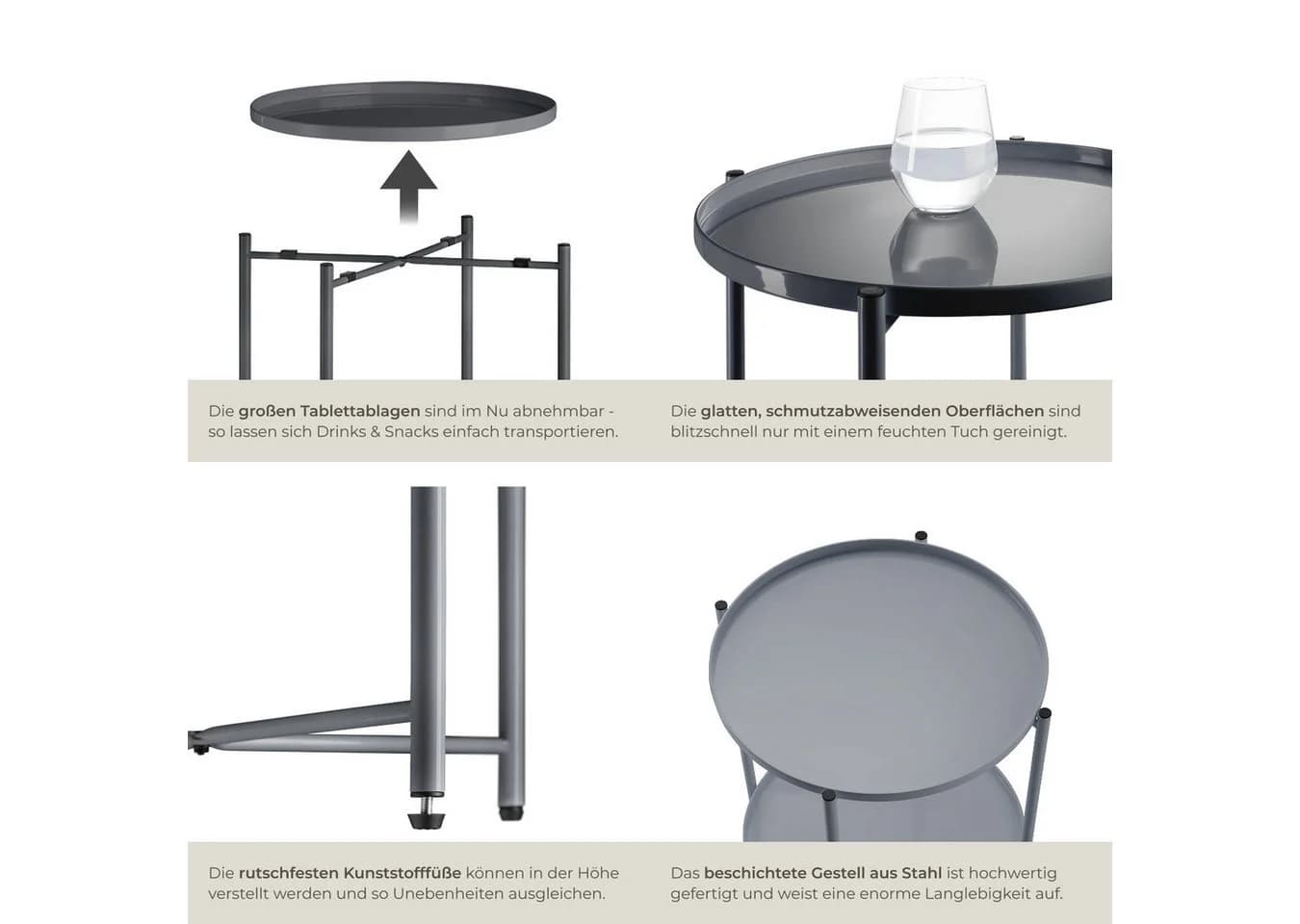 tectake® Beistelltisch Stahl Filigranes Gestell - Bild 4