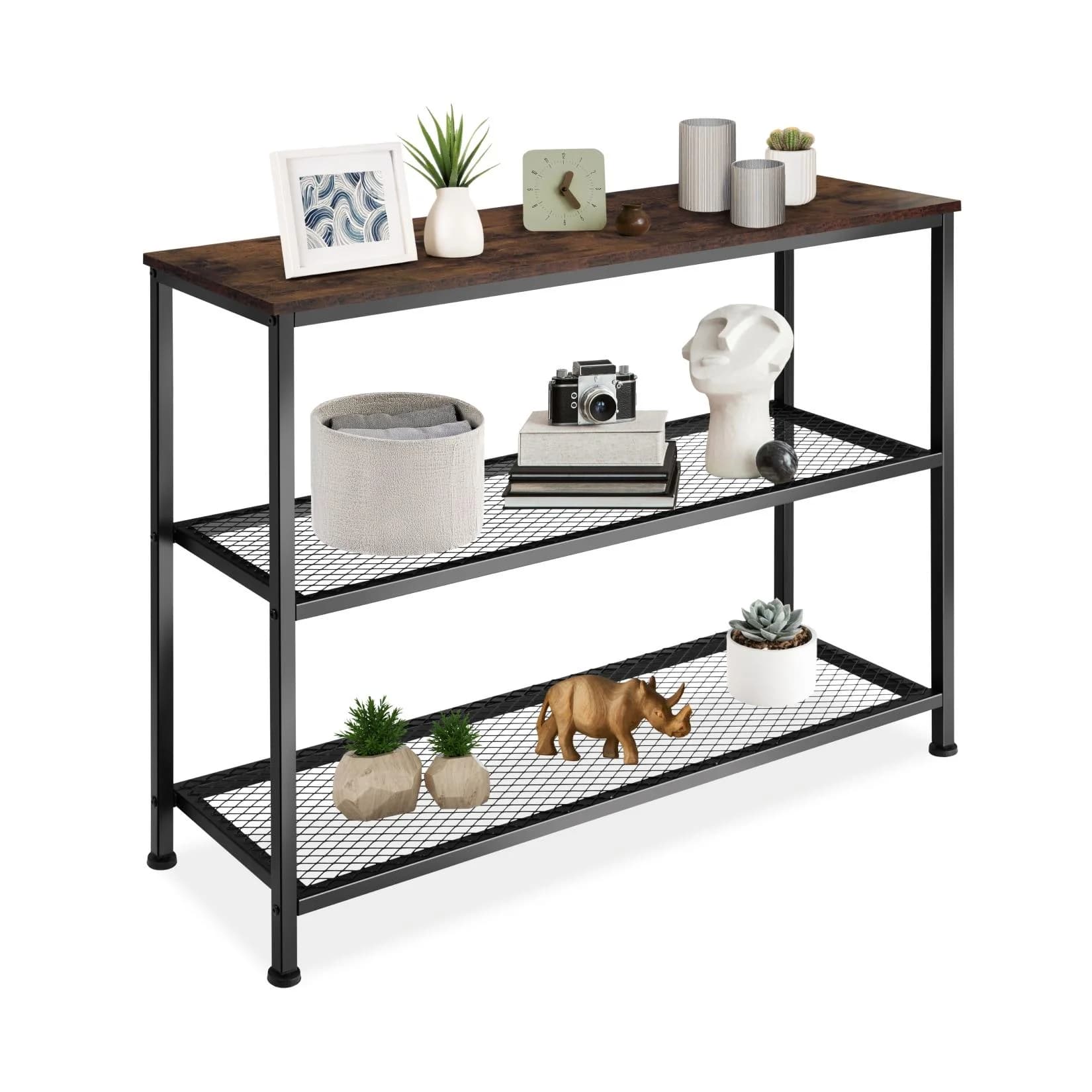 tectake Konsolentisch Industrial Style mit Gitterablagen