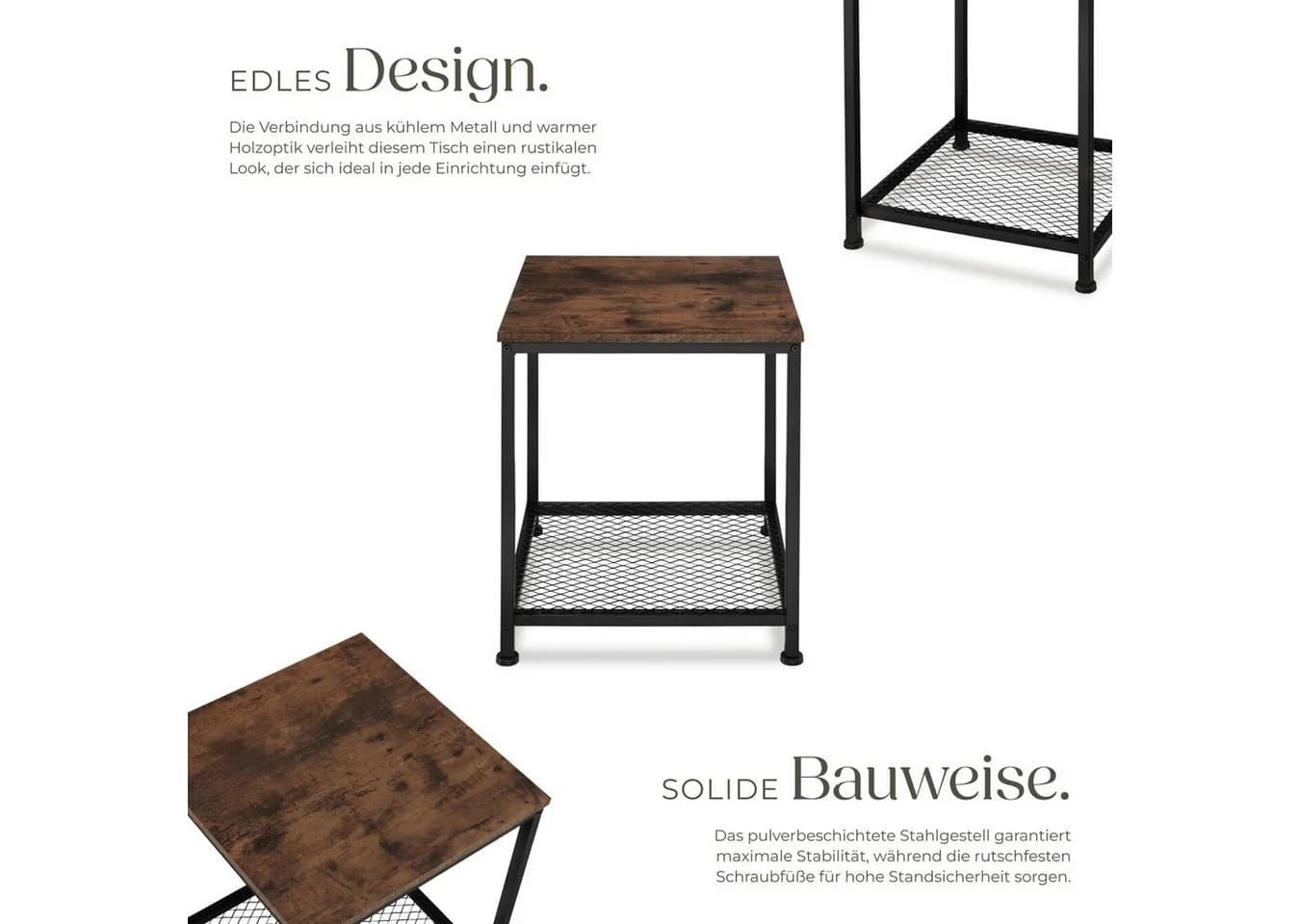 TecTake Beistelltisch Industrial Style mit Gitterablage - Bild 3