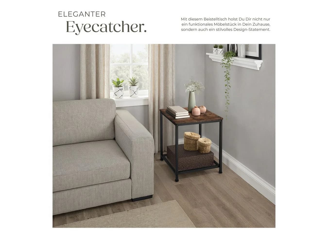 TecTake Beistelltisch Industrial Style mit Gitterablage - Bild 5