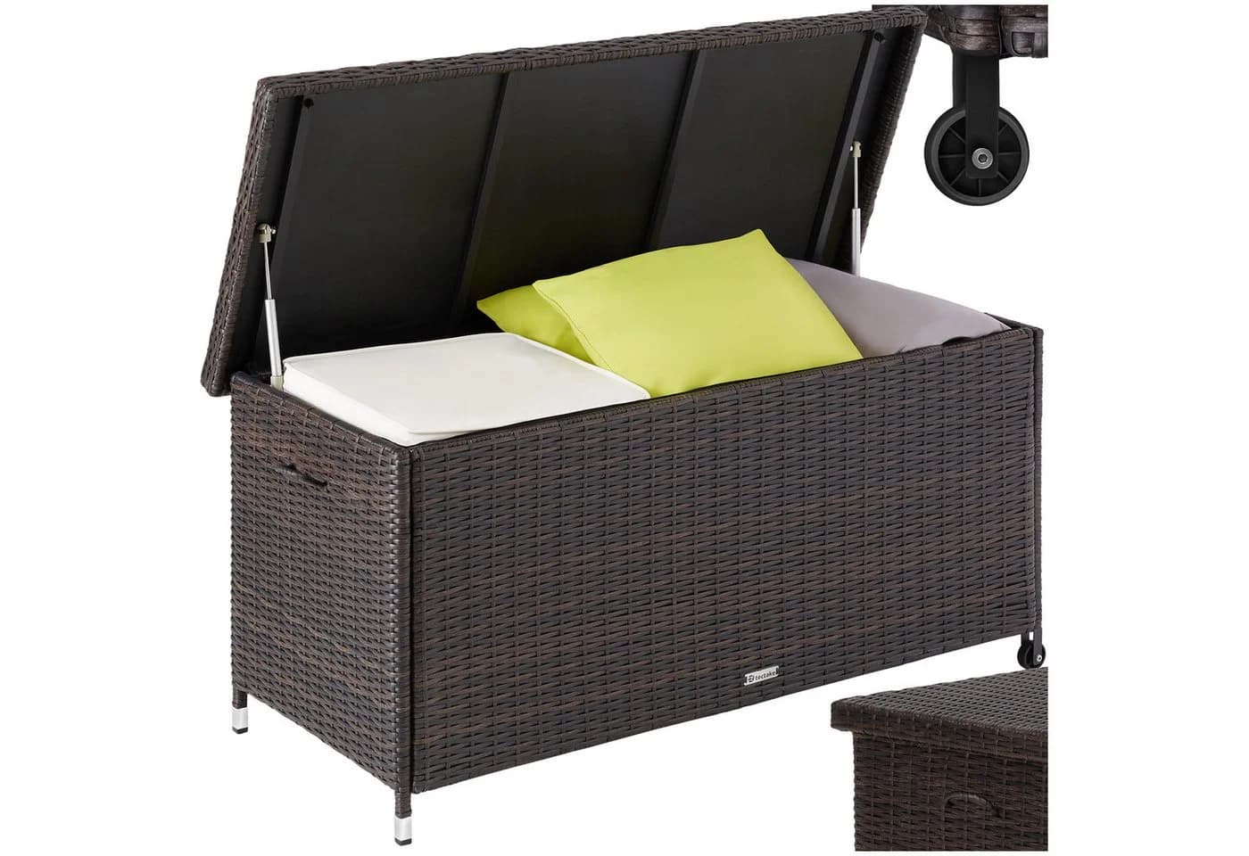 tectake Gartenbox Auflagenbox 270L Braun Polyrattan mit Rollen - Bild 2
