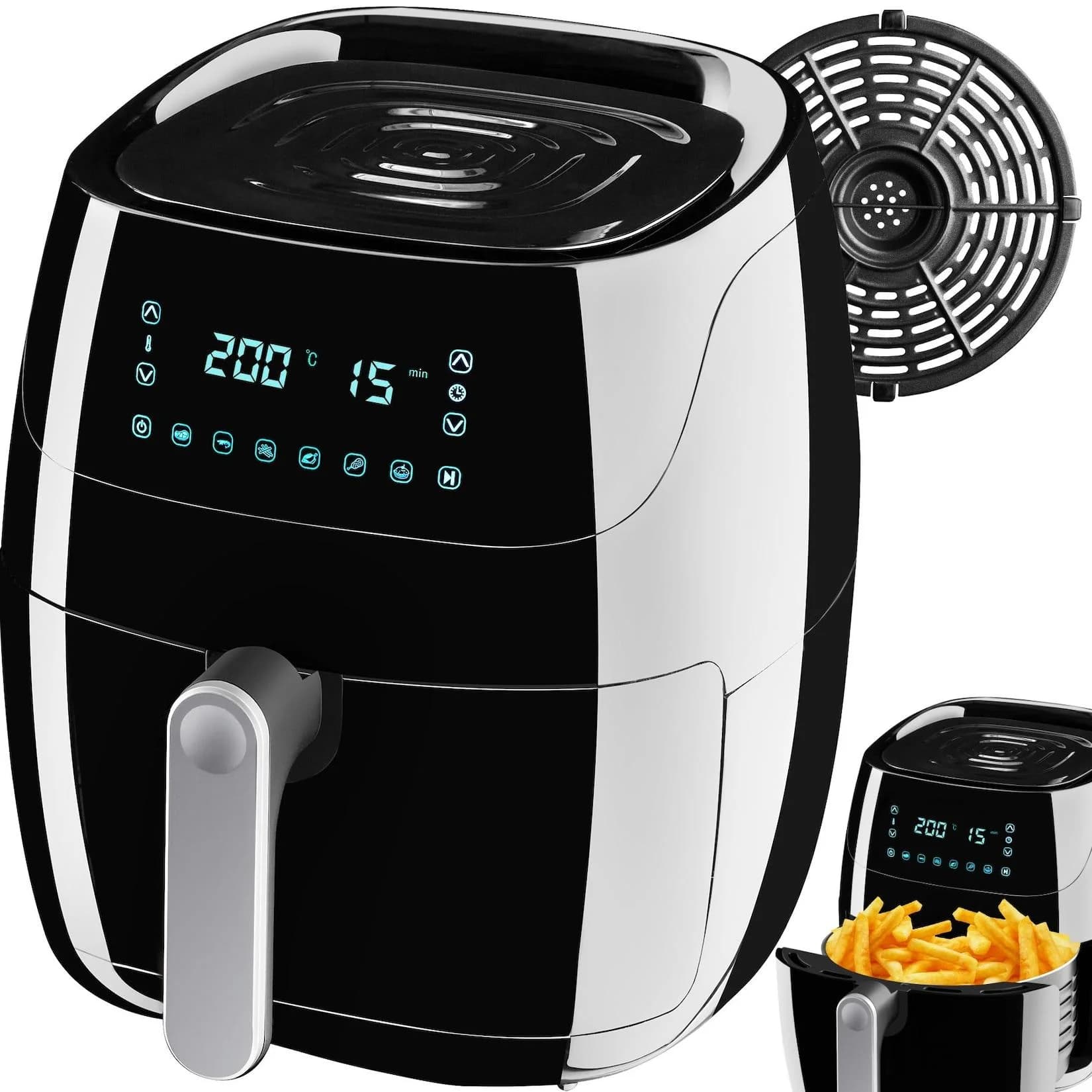 tectake® Heißluftfritteuse 4,3 l Timer und Temperatursteuerung