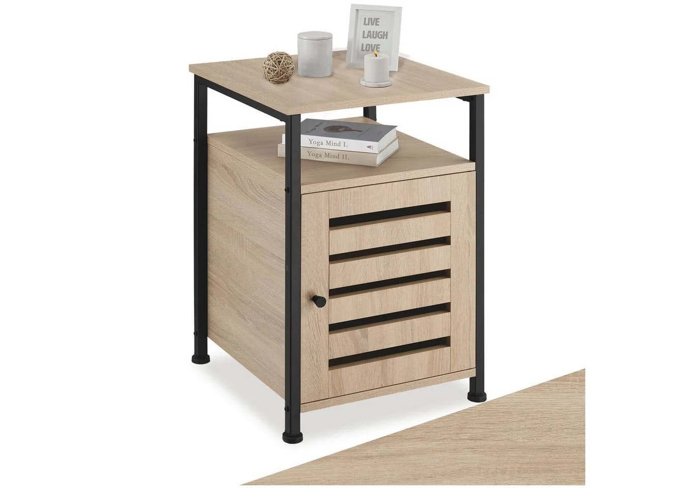 tectake® Beistellschrank Industrial Style 2 Ablagen Staufach Magnettür Einlegeboden - Bild 2