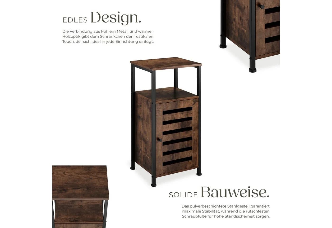 tectake® Beistellschrank Industrial Style 2 Ablagen Stauraum Magnettür Einlegeboden - Bild 4